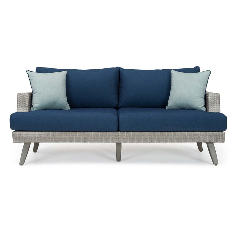 Ehrenfried 71'' Wide Rectangle Powder Coated Aluminum Loveseat with Sunbrella® Cushions, Spectrum Indigo Sunbrella®