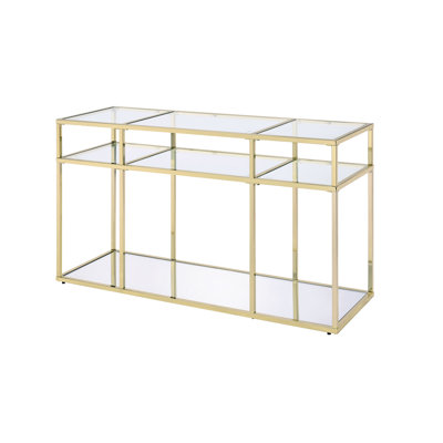 Clear Glass & Gold Finish Sofa Table