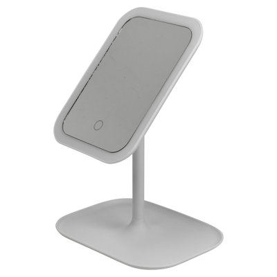 Cosmetic Free Standing Mirror Stand LED Light White Rectangular Makeup Shaving