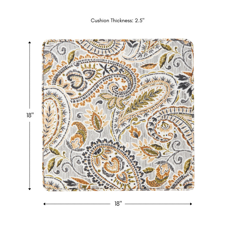 Outdoor Dining Chair Seat Pad, Arctic Paisley