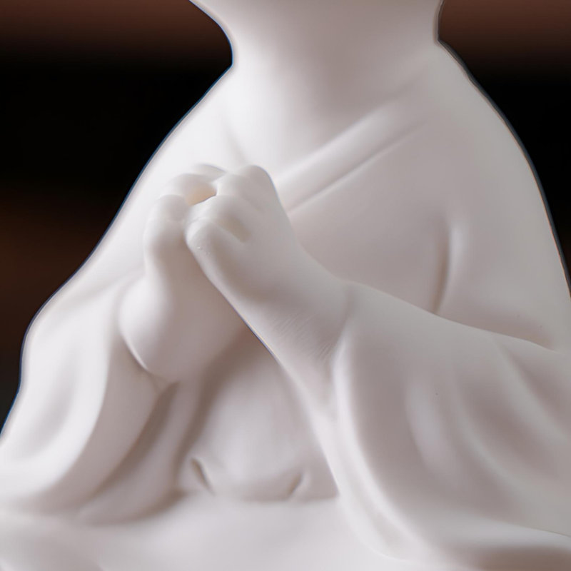 Figurine de renard en céramique blanche exquise à neuf queues - œuvre d'art fabriquée à la main