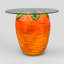 Carrot with Glass Top Resin Accent Side Table, 14.17 x 16.73 Inches, Orange Red