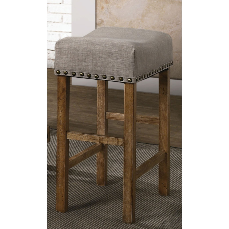 Haigh 26.5" Upholstered Counter Height Stool, Weathered Oak