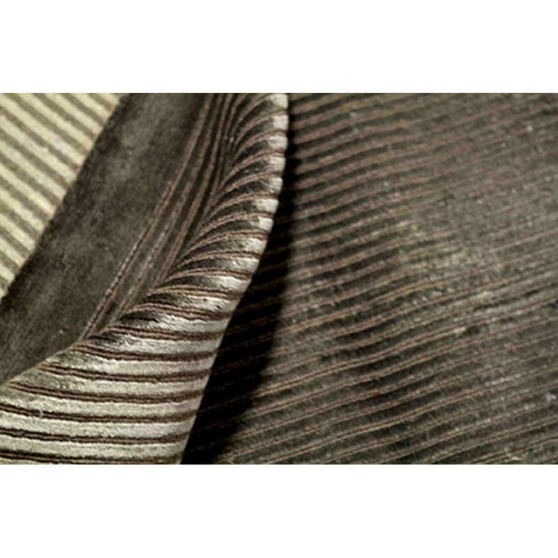 Wool Striped Area Rug in Dark Green