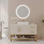 Meuble-lavabo moderne de 47,2 po avec accents dorés, lavabo vasque en céramique, matériau à eau, base de rangement intelligente pour base de salle de bain, drain réglable