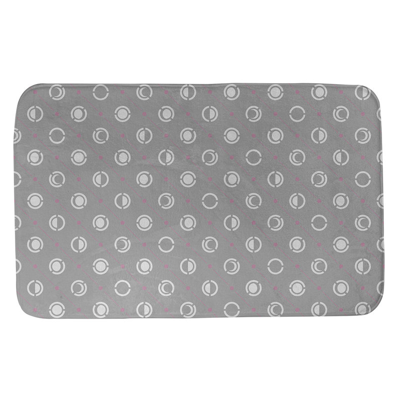 Tapis de bain géométrique antidérapant en microfibre Moon phases, l 17 po x L 24 po, Gris / rose