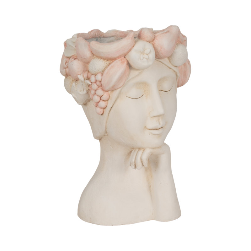 Unique Bust Style Outdoor Planter for Garden or Patio – Decorative Indoor Planter with Fruit Accent – Tall Planter and Flower Pots for Entryway or Tabletop Display – Planters for Living Room or Balcony Styling  – 18"