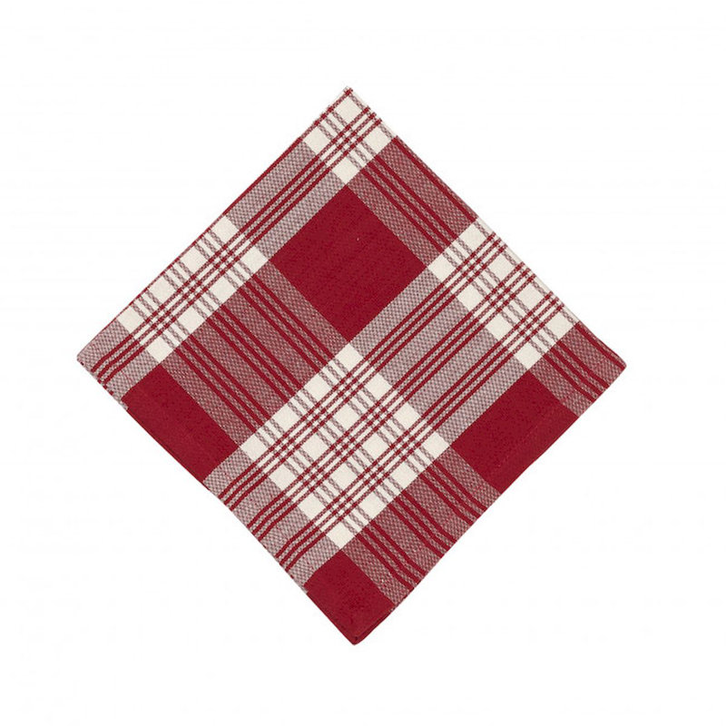 Lalutha 100% Cotton Plaid Square Napkin, Red/White