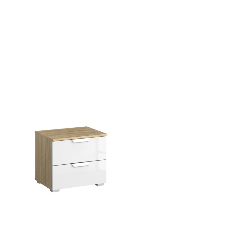 Aditio 2 Drawer Bedside Table, Oak sonoma/High-gloss white