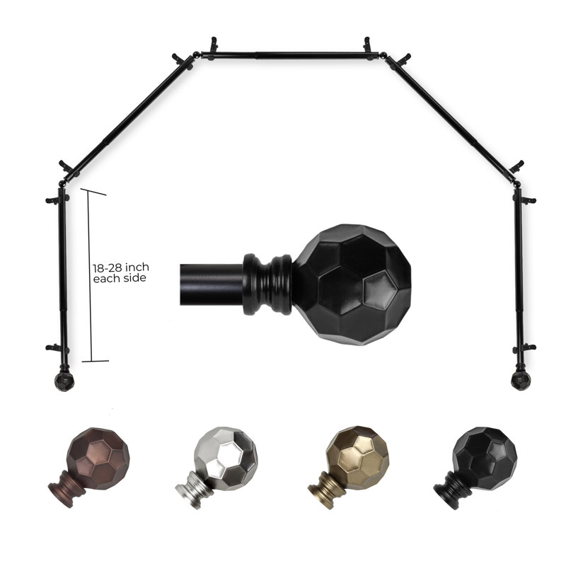 Tringle à rideaux simple à 5 côtés Campanella, Noir, 28 à 48 po (de chaque côté)