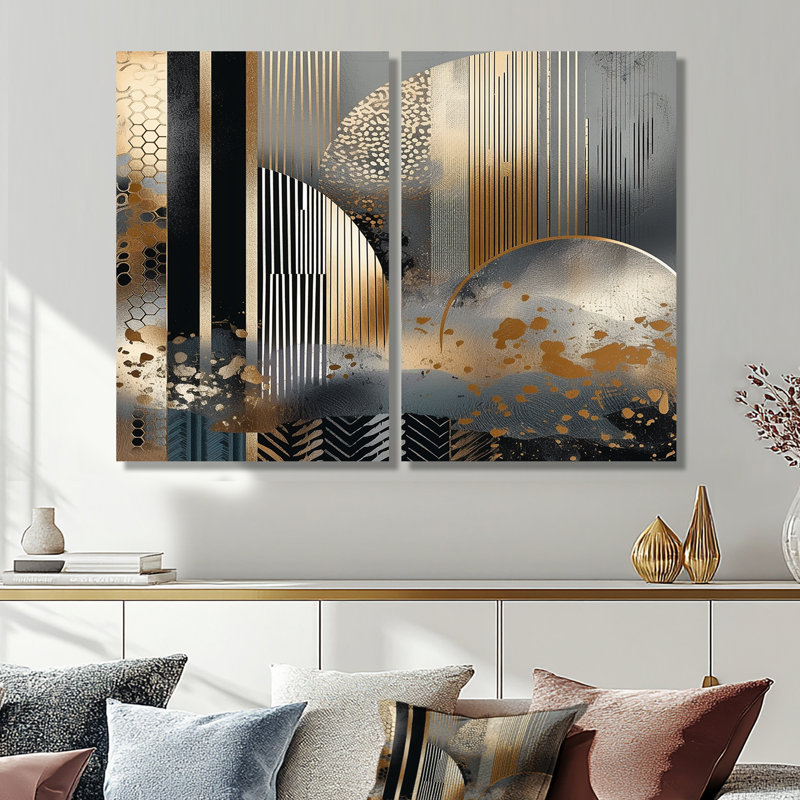 Fultz - art mural moderne doré, Toile tendue, Ne s’applique pas, H 36 po x l 48 po