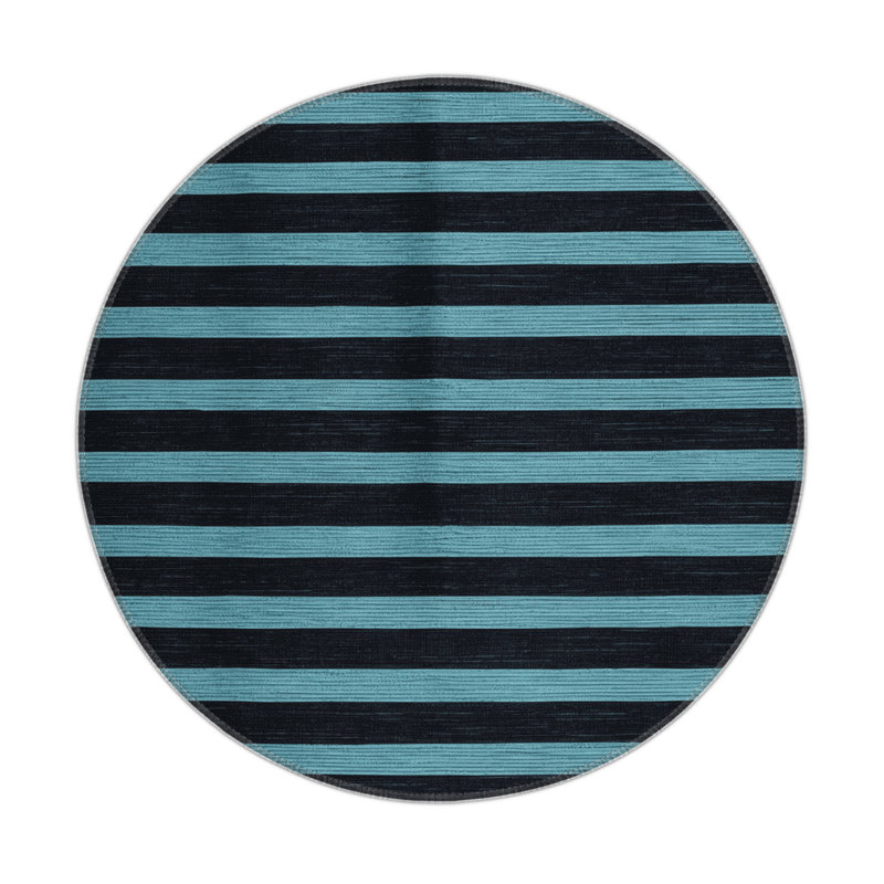 Tapis intérieur / extérieur gris HorizontalStripes, Rond 5 pi
