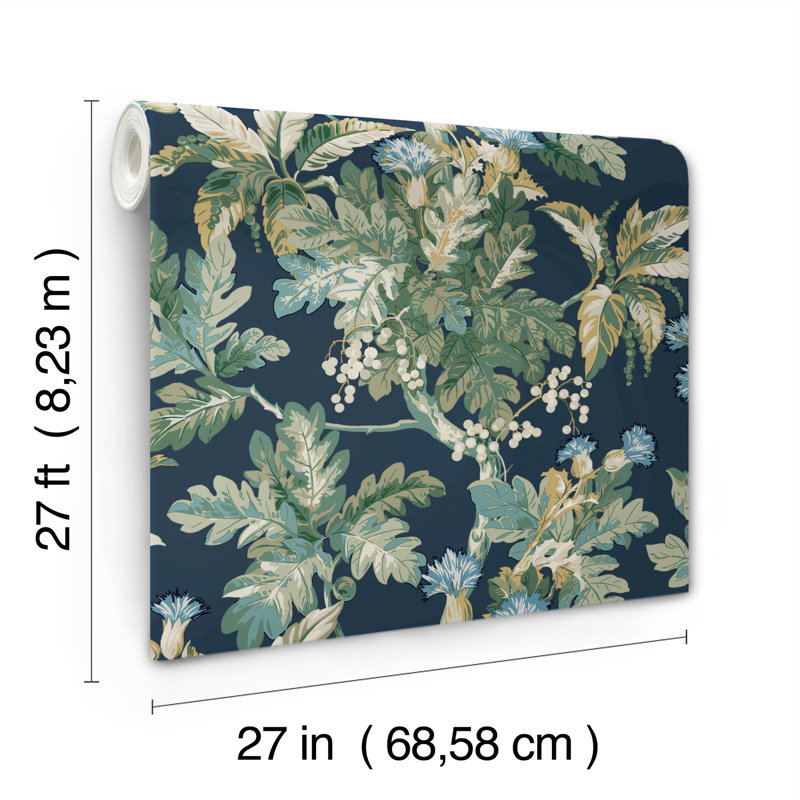 Briarwood Floral Wallpaper Double Roll, Navy
