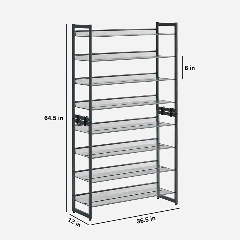 32 Pair Stackable Shoe Rack, Gray
