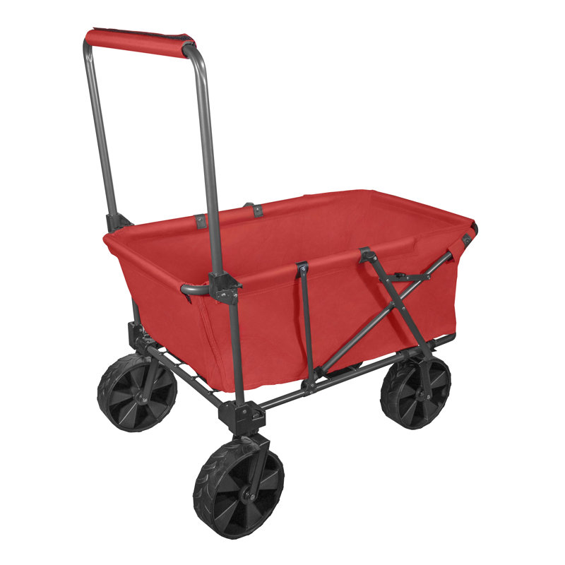 Zenithen Steel Large Folding Sports Camping Utility Yard Cart Portable Wagon With X-Large All Terrain Wheels, Red