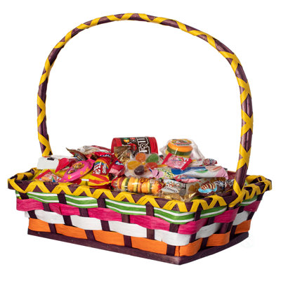Vibrant Wicker Gift Basket – Versatile Woven Basket With Handle For Easter Candy, Fruit, Snacks, Garden Wedding Decor, Adult Easter Gifts, Party Favours, Kitchen Storage, And Garden Decor
