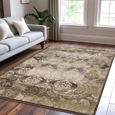 Tapis d'intérieur brun à motif cachemire Adowlfe
