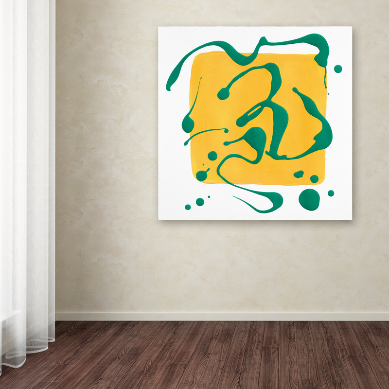 «Yellow Square on White» par Gregson, reproduction sur toile tendue, H 14 po x l 14 po x P 2 po