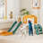 8-In-1 Toddler Slide With Climber Toy Golf Drawing Board For Baby Age 1-3 Indoor Outdoor Playset, Yellow & Green-113050851