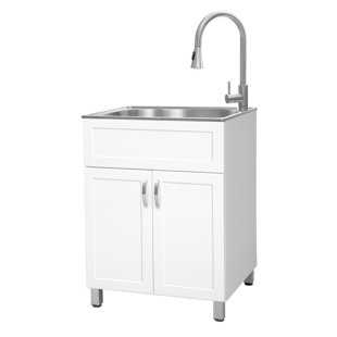 All-In-One 24.1" L x 21.3" W Free Standing Laundry Sink with Faucet