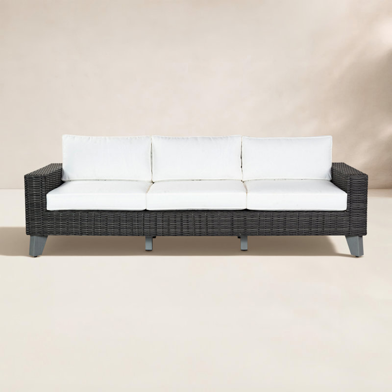 Margarita Wicker Patio Sofa, Dark Gray