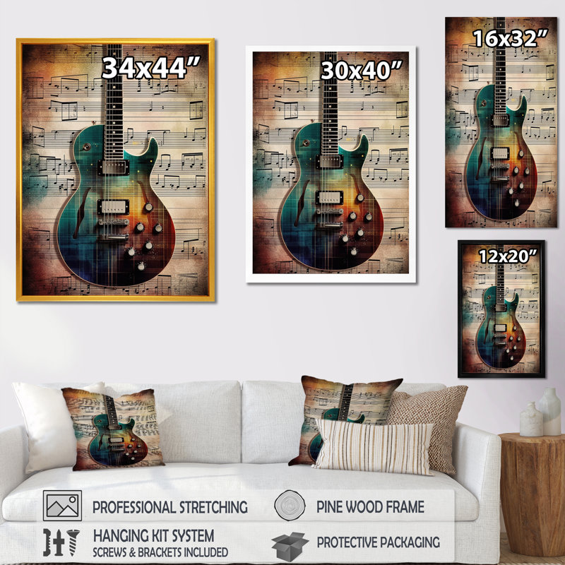 Jouant à la mélodie sur toile, Cadre d'angle fermé noir, H 44 po x l 34 po x P 1,5 po
