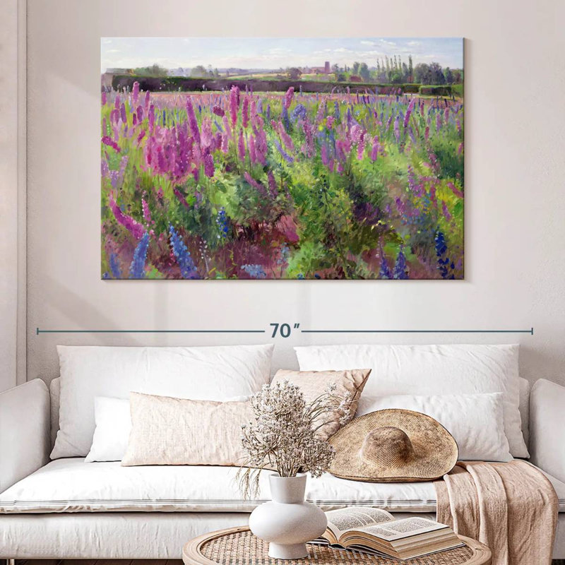 Alvord The Delphinium Field, H 34 po x l 51 po