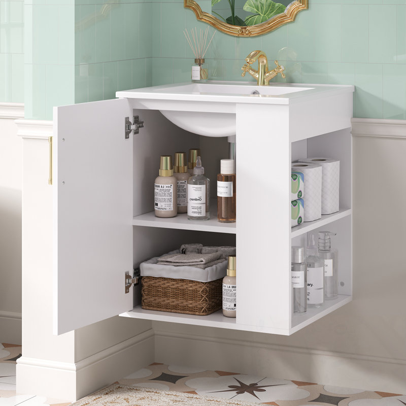 Bathroom Cabinet with sink and Side shelf