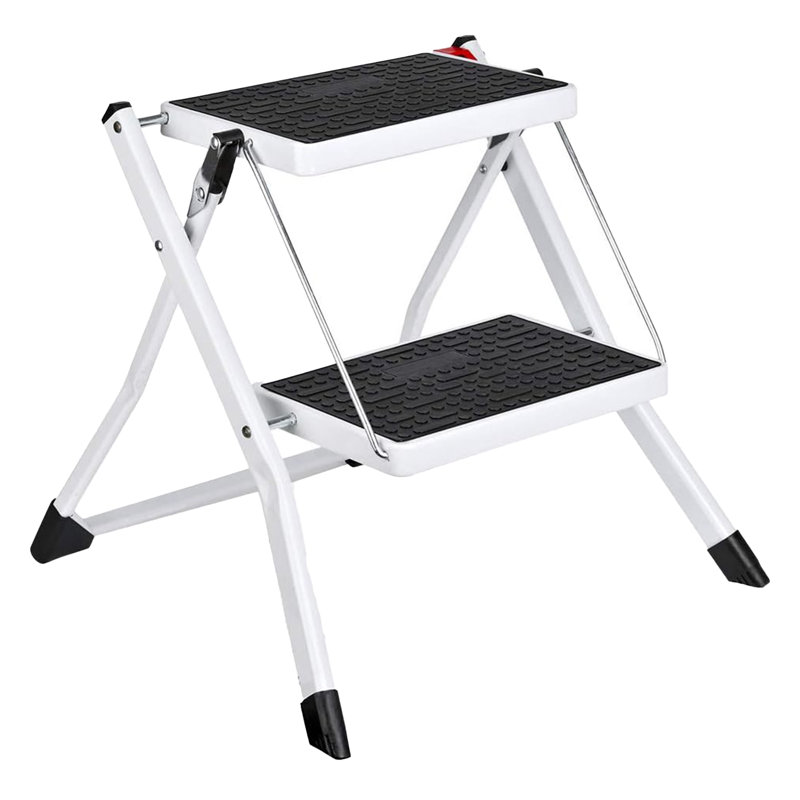 2 - Step Steel Lightweight Folding Small Step Ladder, White
