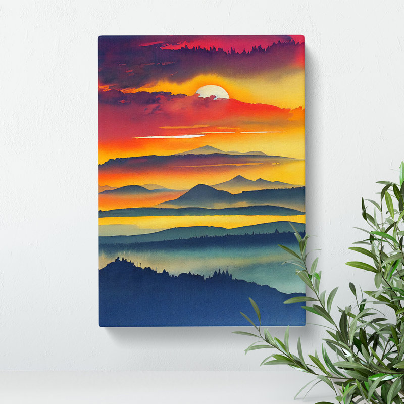 XV1022-4314X Sunset Mountain No.4 - Print, No Matte, Wrapped Canvas, 50cm H x 35cm W