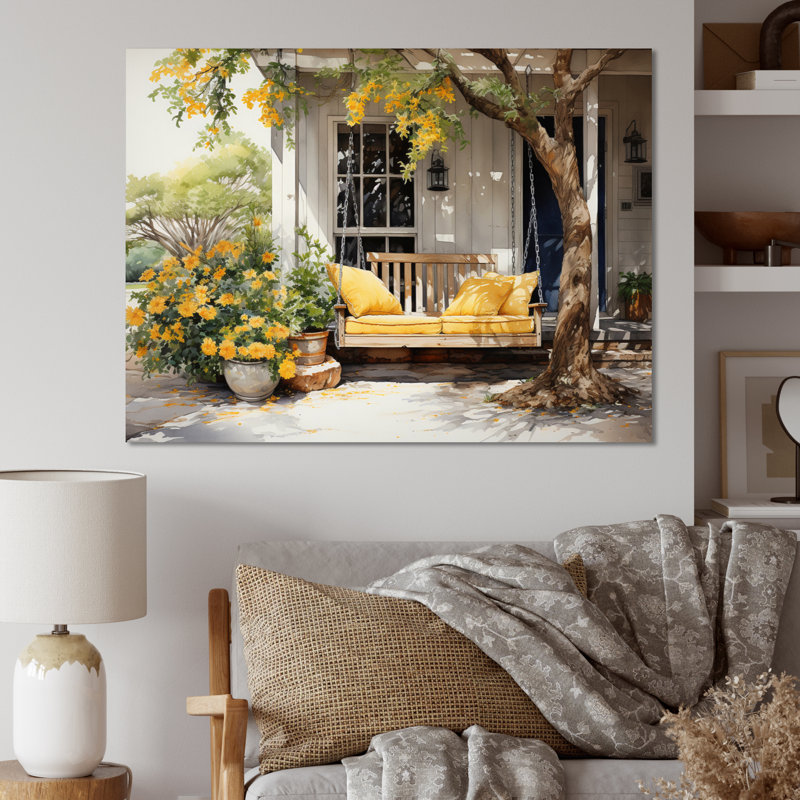 Maryorie Farmhouse Yellow Country Comfort III - Farm Wall Art, Wrapped Canvas, 12" H x 20" W, No Frame