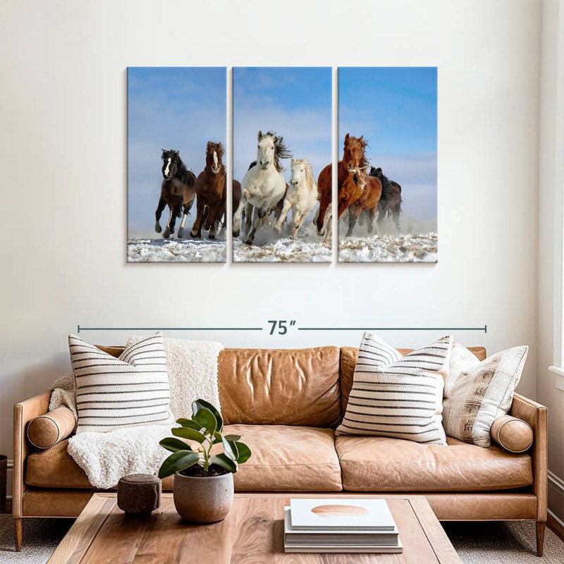 Brampt, chevaux de Mongolie, H 36 po x l 57 po