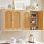 Armoire de salle de bain murale avec panneau de porte cannelé et tablette réglable, chêne blanc et naturel, 2 pièces-133139230