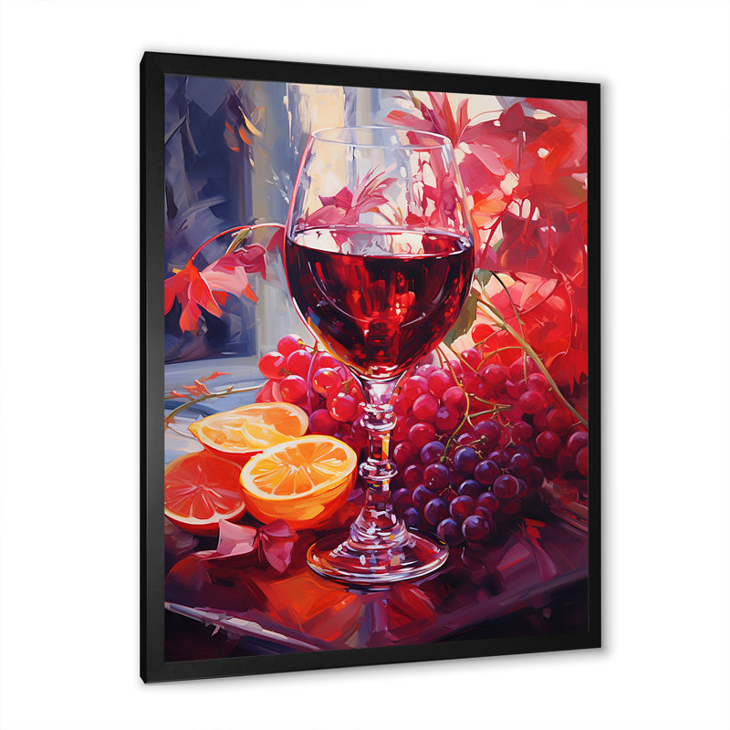 Sangrias Spirit - Art sur toile, vin, H 20 po x l 12 po x P 1 po, Cadre simple noir