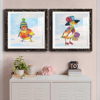 Groovy Chick And Sky - ensemble de 2 peintures