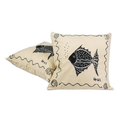 Housse de coussin en coton peinte à la main K. Baka