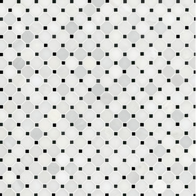 Iona Mist Octagon 12 in. x 12 in. Polished Marble Mosaic Floor and Wall Tile