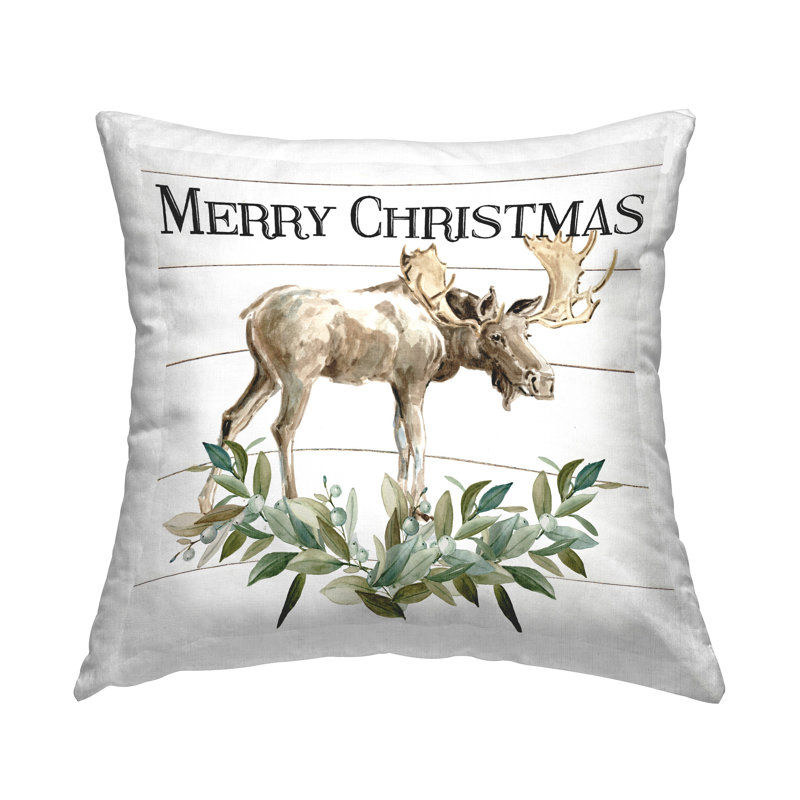 Merry Christmas Botanical Moose Plank