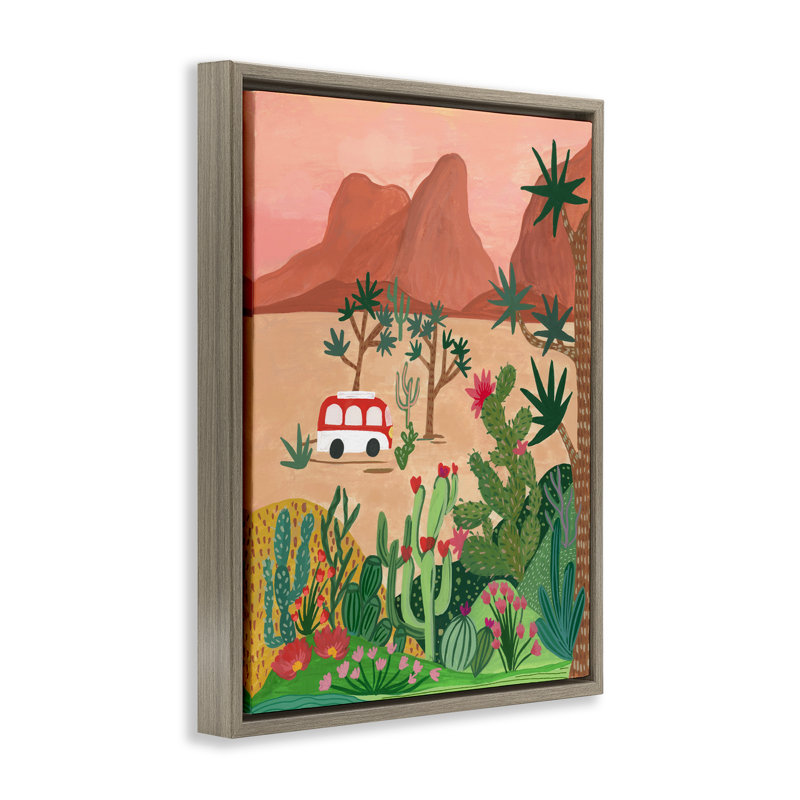 Cadre flottant Desert Camper & Cacti, design par Nabeela Rumi, Brun, H 31 po x l 25 po