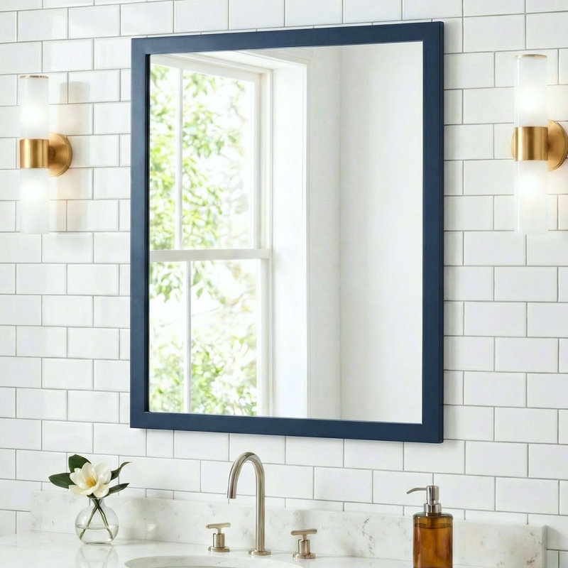 Miroir ARIEL, L 30 po x P 0,8 po x H 40 po, Bleu minuit
