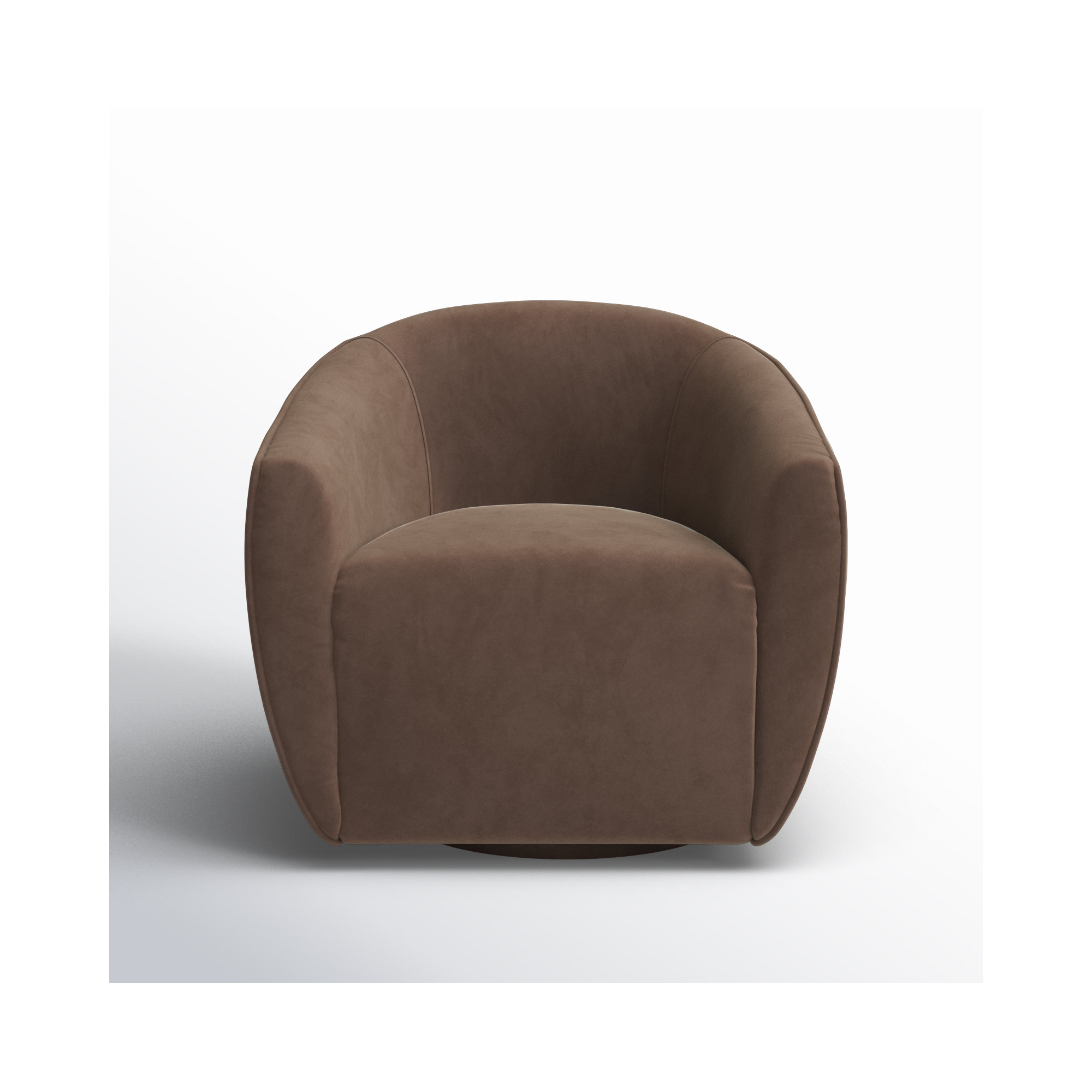 Layla Upholstered Swivel Barrel Chair, Brown Velvet