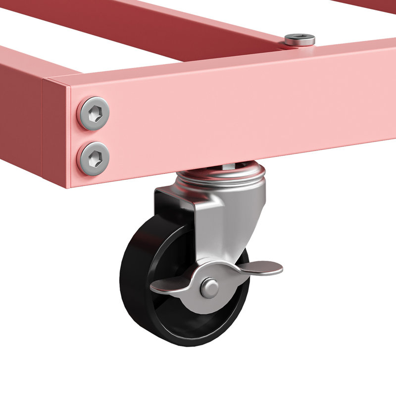 Lit de jour simple en métal avec lit gigogne en forme de cœur avec support pour lattes en acier robuste - structure de canapé-lit convertible pour le salon, la chambre à coucher, la chambre d'amis - Assemblage facile - rose, ensemble de taille simple
