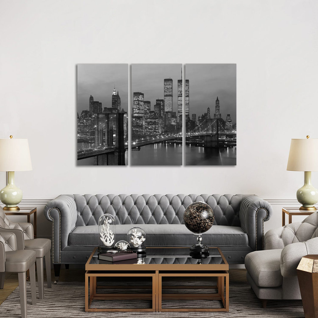 1980er New York City Lower Manhattan Skyline Brooklyn Bridge World Trade Center