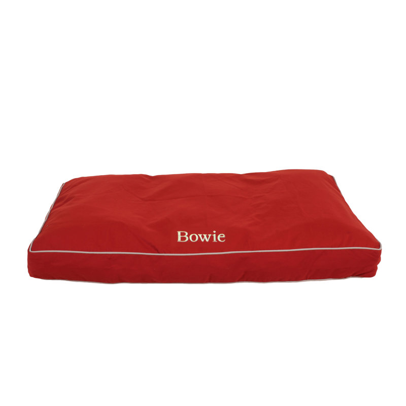 Medium Barn Red and Khaki Cord Memory Foam Pet Bed