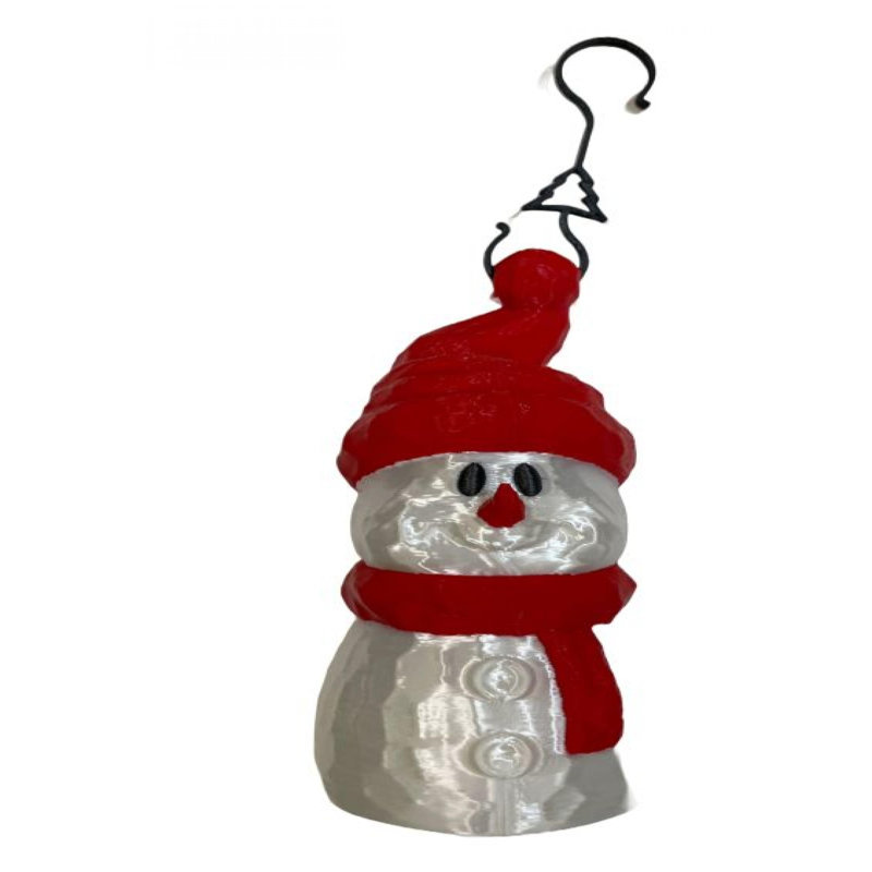 Ornements de bonhomme de neige imprimé 3D en bonnet et écharpe, H 4,25 po x l 3 po x P 6 po, Rouge / argenté