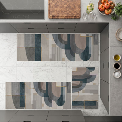 Abstract Geometric Non-Slip Washable Kitchen Mats