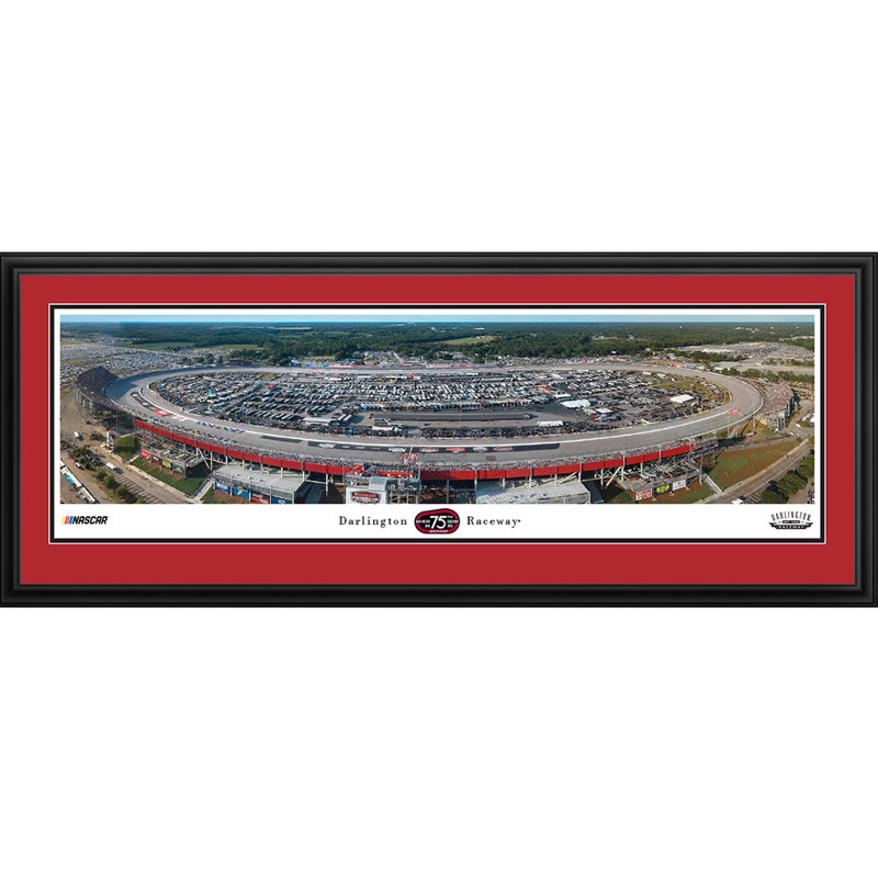 Darlington Raceway - Double Mat, Deluxe Frame, 18" H x 44" W, Framed Print with Mat, Red