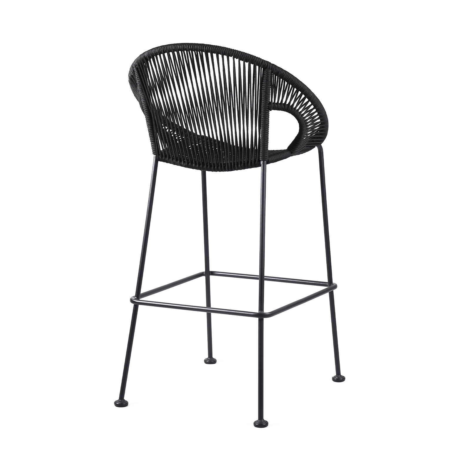Champlost Patio Bar Stool, 26", Black Rope