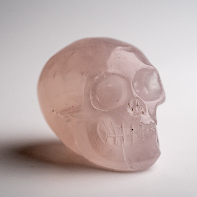 Polished Rose Quartz Skull Carving (120 Grams)