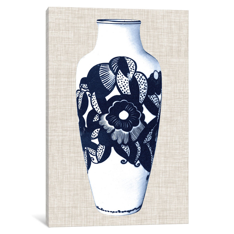 « blue & white vases iii » par world art group portfolio, impression sur toile, H 40 po x l 26 po x P 1,5 po, Toile tendue